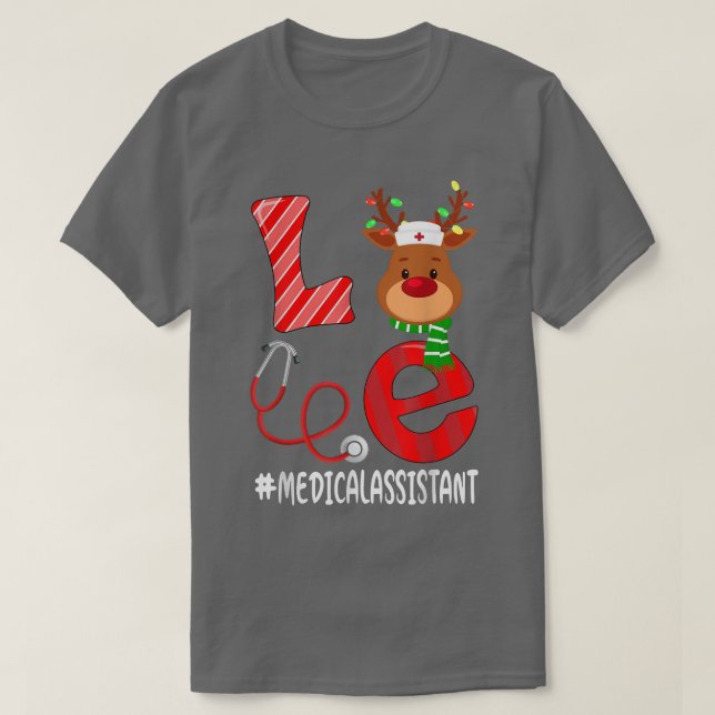 Camiseta Love Medical Assistant Christmas Candy Cane Reinde (Diseño del anverso)