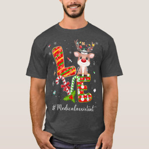 Camiseta LOVE Medical Assistant Reindeer Candy Cane Christm