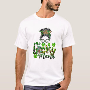 Camiseta Love Messy Bun One Lucky Mama St. Patrick's Day Fa