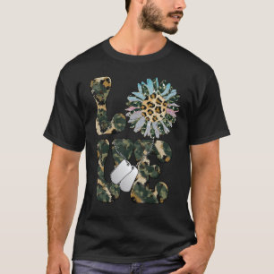 Camiseta Love Military Sunflower Veteran Dad