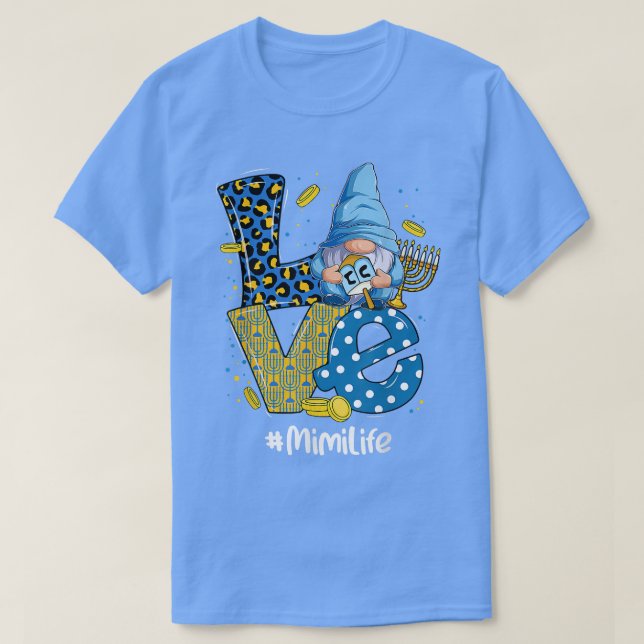Camiseta Love Mimi Life Leopard Gnome Happy Chanukah Gnome  (Diseño del anverso)