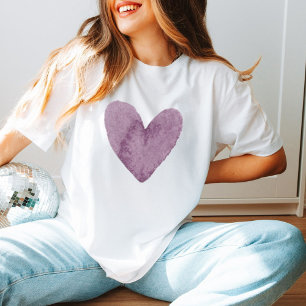 Camiseta Love Minimalista Watercolor Purple Heart Trendy