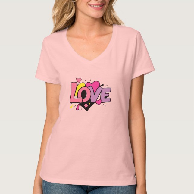 Camiseta Love Modern Watercolor Artsy Valentine's Day (Anverso)