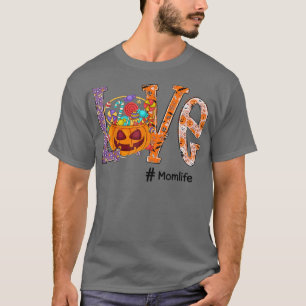 Camiseta Love Mom Life Halloween Calabaza Arte Candy Funny