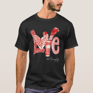 Camiseta Love Mommy Life Leopard Plaid Valentine's Gift For