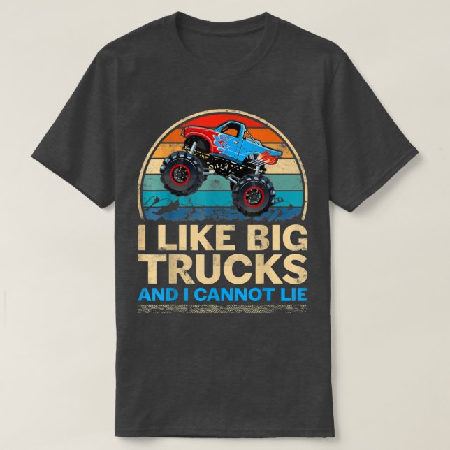 Camiseta Love Monster Trucks For Boys, Girls - Birthday Par (Diseño del anverso)