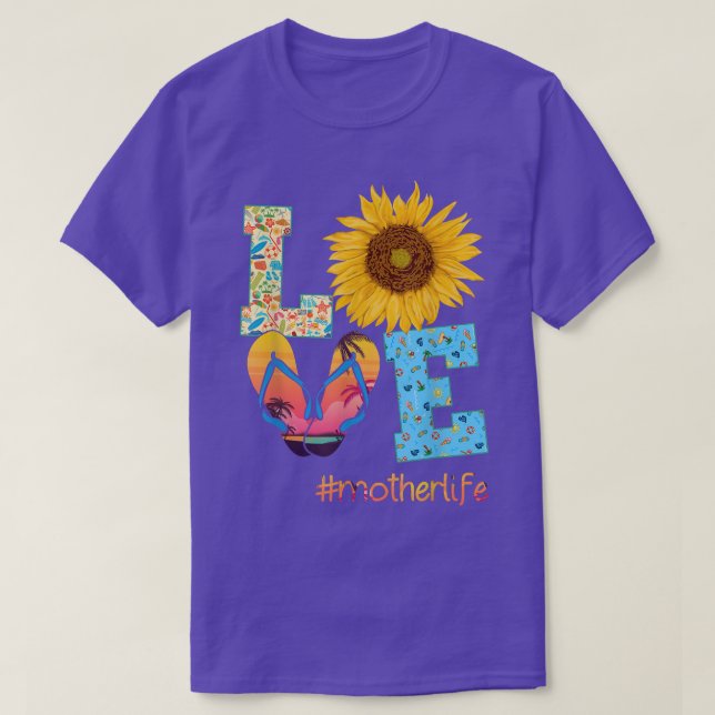 Camiseta LOVE Mother Life Flip Flops Sunflower Summer Mothe (Diseño del anverso)