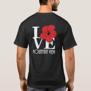 Camiseta LOVE Mountain View Hawai rojo Hiiscus