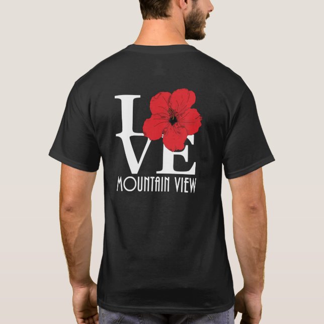 Camiseta LOVE Mountain View Hawai rojo Hiiscus (Reverso)