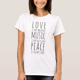 Camiseta Love, Music & Peace,