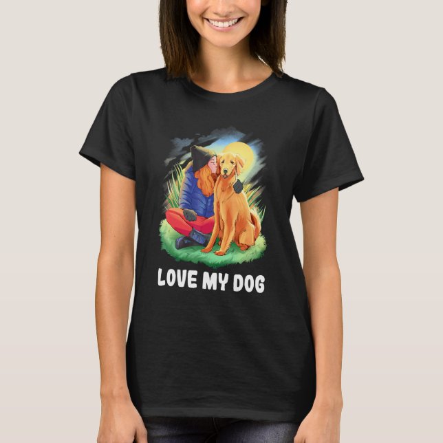 Camiseta Love My Dog Girl Nature Kiss Golden Retriever (Anverso)