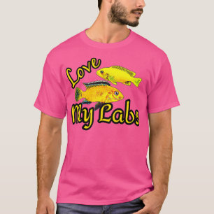Camiseta Love My Labs Electric Yellow Lab Cichlid Fish Aqua