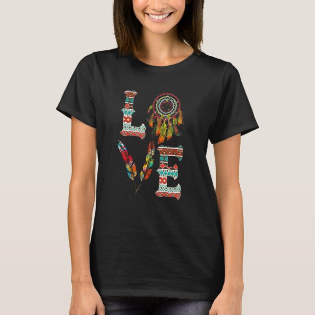 Camiseta LOVE Native American Indian Headdress With Feather (Anverso)