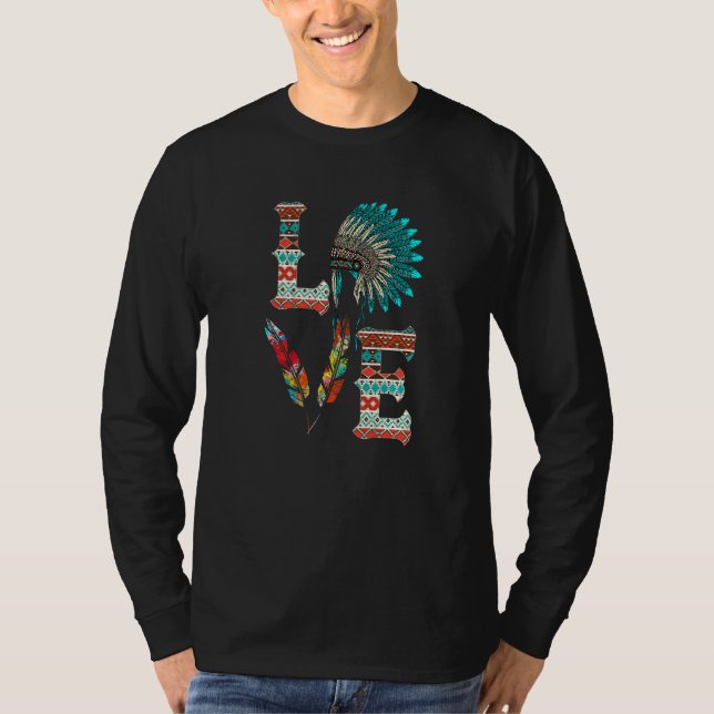 Camiseta LOVE Native American Indian Headdress With Feather (Anverso)