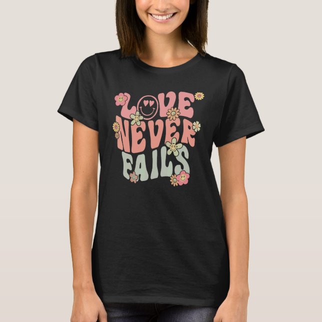 Camiseta Love Never Fails With Words on Back Aesthetic Tren (Anverso)