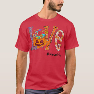 Camiseta Love Niece Life Halloween Calabaza Arte Candy Funn
