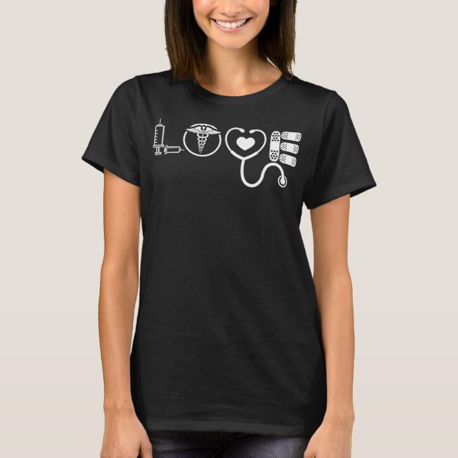 Camiseta Love Nurse Cute Nurse ER Nurse RN Nurse CNA Nurse  (Anverso)
