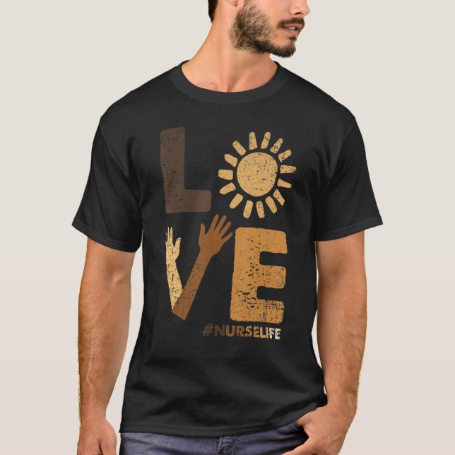 Camiseta Love Nurse Life Black History Month BLM Melanin Nu (Anverso)