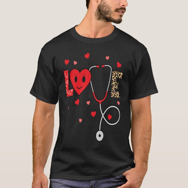 Camiseta Love Nurse Life Valentines Day Heart Nursing Scrub (Anverso)