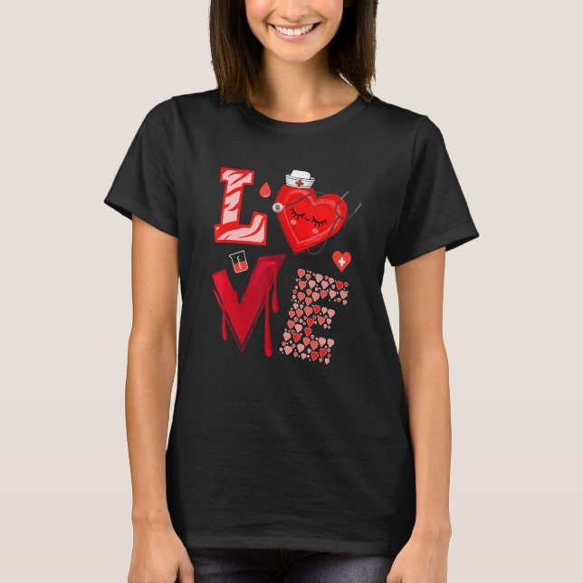 Camiseta Love Nurse Red Heart Happy Valentine's Day (Anverso)