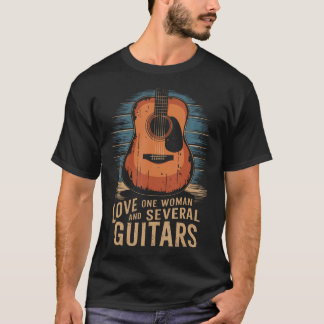 Camiseta Love One Woman And Several Guitars Guitarist Guita