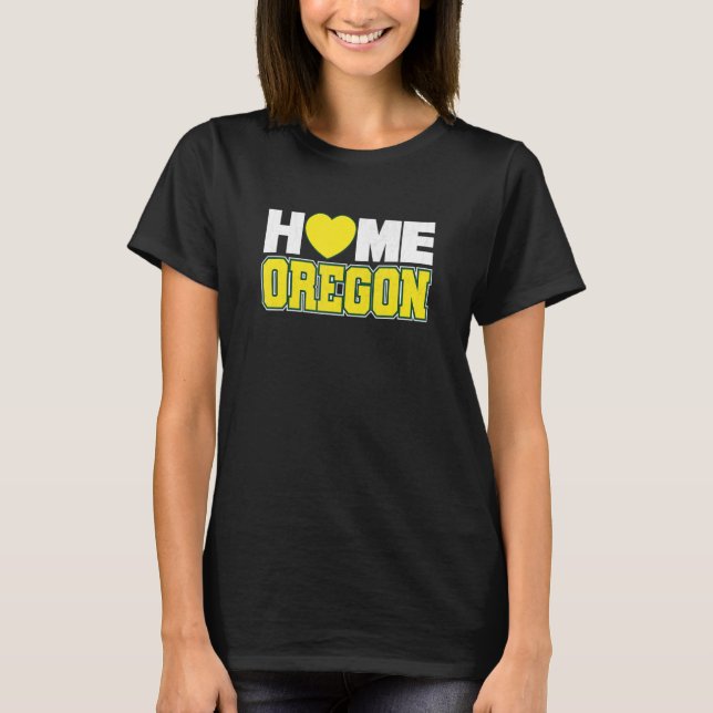 Camiseta Love Oregon Green & Yellow Oregon Heart Hometown L (Anverso)