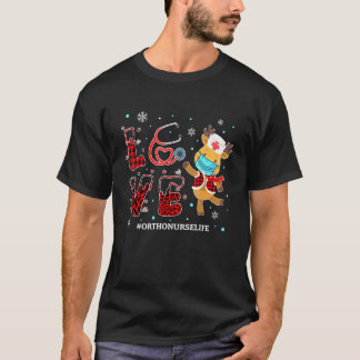 Camiseta Love Ortho Nurse Buffalo Plaid Leopard Xmas Reinde
