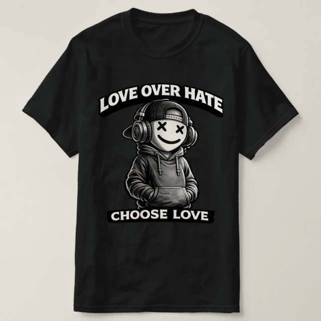 Camiseta Love Over Hate Urban Icon Smiling X-Eyes Urban  (Diseño del anverso)