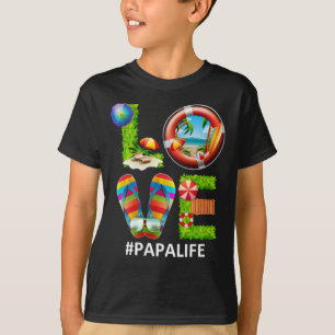 Camiseta Love Papa Life Navidad En Julio Vacaciones De Vera