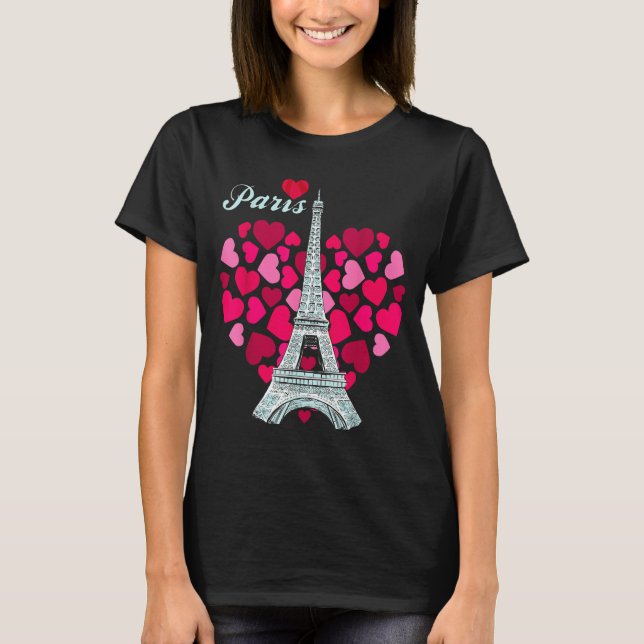 Camiseta Love Paris Heart Eiffel Tower Souvenir France Fren (Anverso)
