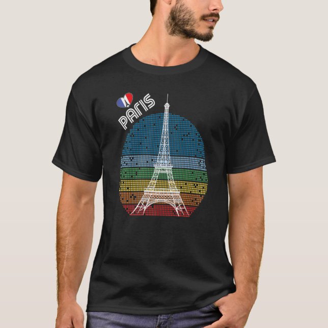 Camiseta Love Paris Retro Eiffel Tower France Souvenir Fren (Anverso)