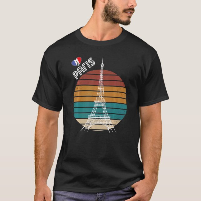 Camiseta Love Paris Retro Eiffel Tower France Turive Souve (Anverso)