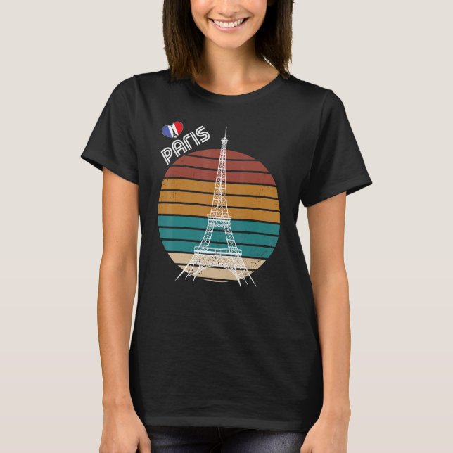 Camiseta Love Paris Retro Eiffel Tower France Turive Souve (Anverso)