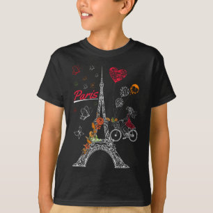 Camiseta Love Paris Tema Travel France Flor Torre Eiffel