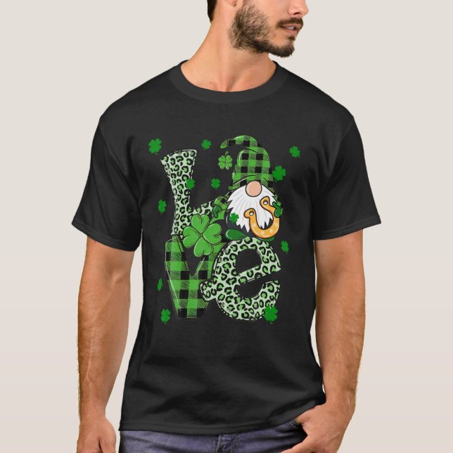 Camiseta LOVE Patrick Day Gnomes , Four Leaf Clover, Irland (Anverso)