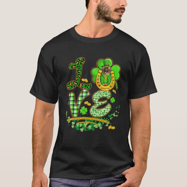 Camiseta LOVE Patrick's Day Leprechaun Leonberger Dog (Anverso)