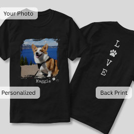 Camiseta LOVE Paw Custom Dog Photo Front Back Print T-Shirt