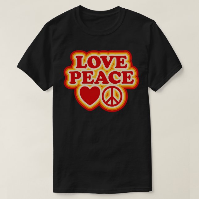 Camiseta Love Peace 70s Retro Design (Diseño del anverso)