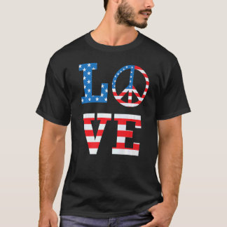 Camiseta Love Peace Bandera Estadounidense Patriótica 4 De 