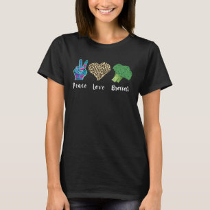 Camiseta Love Peace Broccoli Vegetarian Leopard Heart Brocc