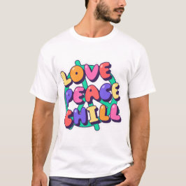 Camiseta Love Peace Chill, Groovy Vibes Art