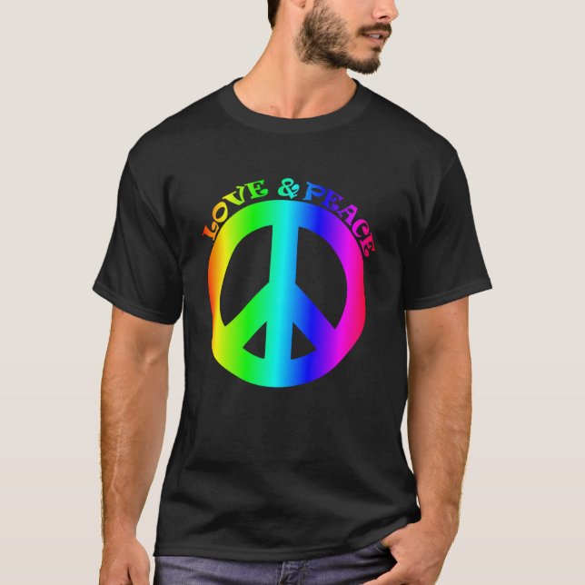 Camiseta Love Peace Freedom 60's 70s Tie Dye Hippie Rainbow (Anverso)