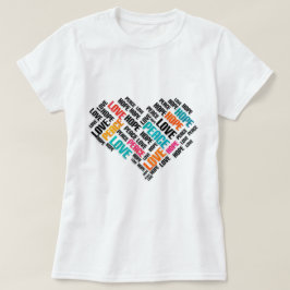 Camiseta LOVE PEACE HOPE Moda Elegante Word Cloud
