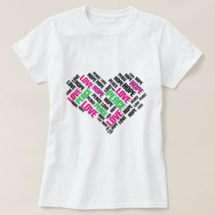 Camiseta LOVE PEACE HOPE Moda Elegante Word Cloud