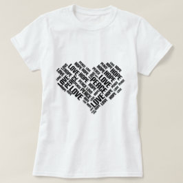 Camiseta LOVE PEACE HOPE Moda Elegante Word Cloud