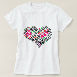 Camiseta LOVE PEACE HOPE Moda Elegante Word Cloud