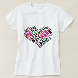 Camiseta LOVE PEACE HOPE Moda Elegante Word Cloud