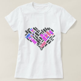 Camiseta LOVE PEACE HOPE Moda Elegante Word Cloud