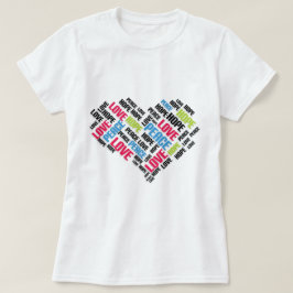 Camiseta LOVE PEACE HOPE Moda Elegante Word Cloud