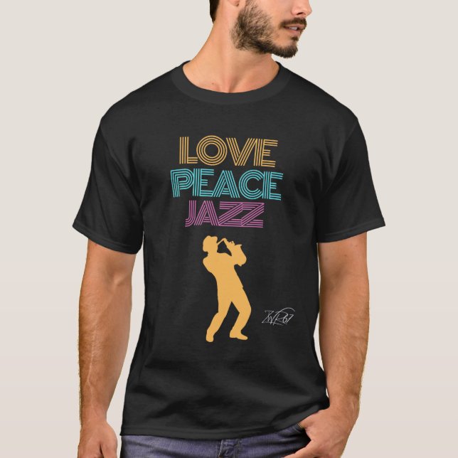 Camiseta Love Peace Jazz (Anverso)